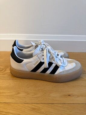 adidas Sambae White Low-Top Leather Sneaker